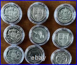 (7) Pieces Of Various Uncirculated & Proof Old £1 Coins For A Serious Collector