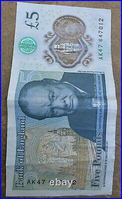 AK47 £5 Note Genuine Banknote GBP Five Pound Note RARE Serial Number AK 47 666