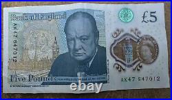 AK47 £5 Note Genuine Banknote GBP Five Pound Note RARE Serial Number AK 47 666