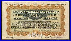Australia 1917(18) War Savings Certificate for One Pound. Collins signature