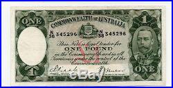 Australia 1933 One Pound £1 Riddle/Sheehan R28 Good Very Fine CRISP N/38 345296