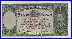 Australia 1942 Armitage / McFarlane General Prefix 1 One Pound Note gVF