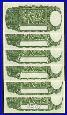 Australia R-31. (1949) One Pound Coombs/Watt. Consec Run of 6 Notes. AU-UNC