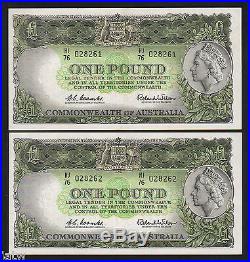 Australia R-34a (1961) One Pound. Coombs/Wilson. Reserve Bank. CONSEC Pair gEF