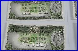 Australian 7 Consecutive Coombs/Wilson One Pound Banknotes EF R34b 1961 (1)