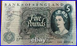 B312 Fforde £5 Pounds Banknotes-1967 Prefix U Notes X 1