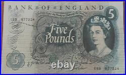 B312 Fforde £5 Pounds Banknotes-1967 Prefix U Notes X 1