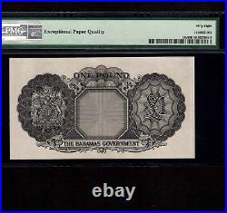 Bahamas 1 Pound 1953 P-15b PMG AU 58 EPQ Queen Elizabeth Rare Signature