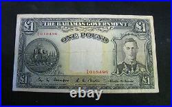 Bahamas 1936 £1 One Pound King George Bank Note Very Fine