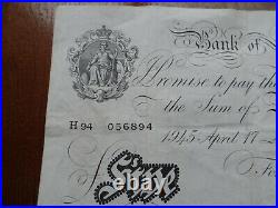 Bank Of England White Five Pound Note Peppiat London April 17 1945