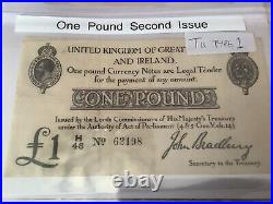 Bank of England One Pound Bradbury Note Second Issue