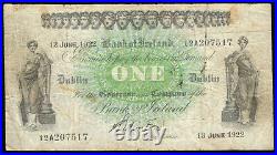 Bank of Ireland, One Pound, dated 13 June 1922. All Ireland issue. Nice Fine