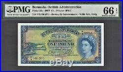Bermuda 1957 One Pound QEII Pick-20c GEM UNC PMG 66 EPQ