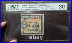 Billete colombia 1/2 peso provisional mitad derecha 1942 Certificado PMG