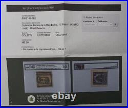 Billete colombia 1/2 peso provisional mitad derecha 1942 Certificado PMG