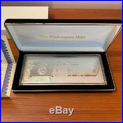 Billion Silver Proof One Quarter-Pound 4 troy oz. 999 Bar Washington Mint 2000