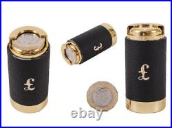Brand New £1 One Pound Black Leather Coin Holder Coin Dispenser Coin Tube