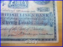 British Linen Bank 1945 Twenty Pounds Banknote