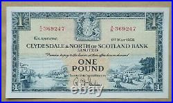 CLYDESDALE & NORTH OF SCOTLAND LTD ONE POUND P191b 1958 UNC