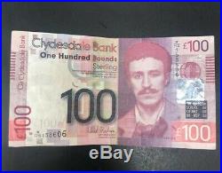 Charles Rennie Mackintosh One Hundred Pound Note £100 Scottish Clydesdale Bank