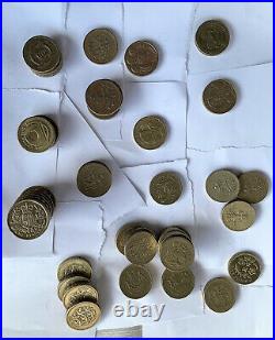 Collection of old 1 pound coins