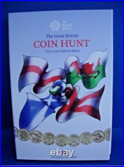 Complete Royal Mint Coin Hunt UK £1 One Pound Coin Album Inc Completer Medallion
