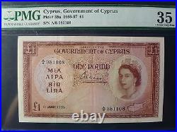 Cyprus Lot P-35a 1955-1957 1 Pound PMG VF 35 LOOKS XF Add Collection