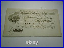 Dorsetshire General Bank One & Two Pounds 1800 Notes Old Antique Money £ 1 2