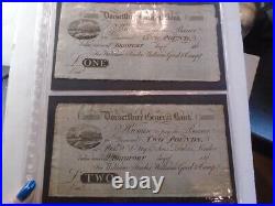 Dorsetshire General Bank One & Two Pounds 1800 Notes Old Antique Money £ 1 2