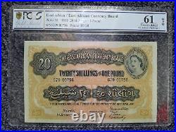 East Africa 20 Shillings/ 1 Pound 1955 PCGS 61 UNC, Pick #35, QE II. Rare