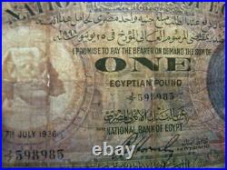 Egypt 1926-30 1 Pound Banknote VG P#20a