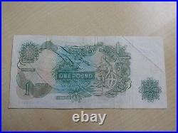 Elizabeth II Bank of England £1 One Pound Banknote Choose J. S. Fforde 1966-1970