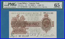 England(Great Britain) Treasury 1 Pound Banknote, 1928, Gem UNC-PMG65EPQ, P361a
