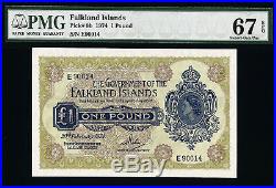 Falkland Islands QEII One Pound 1974 Pick-8b SUPERB GEM UNC PMG 67 EPQ