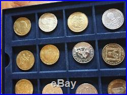 Five pound coins, one crown coins, D Day, Euro, ECU and queen coins collections