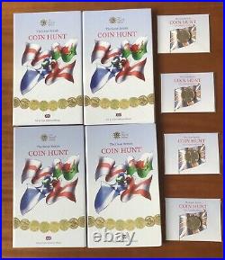 Four Pieces Of Royal Mint £1 Albums With 24 Circulated Coins + Sealed Medallions