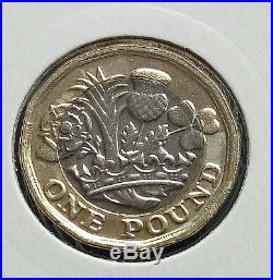 Four rare one pound coins 2015 Trial 2016 blank/Unc and The 2017 proof