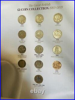 Full Set Of Old Round £1 Coins In Album