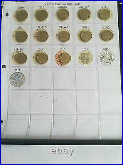 Full set of £1 pounds collection 1983- 2015