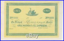 George Shenton Unissued One Pound Trader's Note Ca 1865 Extremely Fine