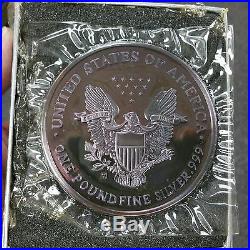 Giant 1990 Ase American Silver Eagle Deep Purple Rainbow Toned One Pound Stunner