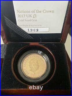 Gold Proof UK £1 One Pound 2017 Nations of the Crown Royal Mint Boxed 17.7g