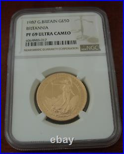 Great Britain 1987 Gold 1/2 oz 50 Pounds NGC PF69UC Britannia