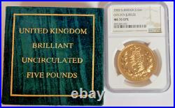 Great Britain 2002 Gold 5 Pounds Sovereign Elizabeth II NGC MS70 DPL Mint-1,370