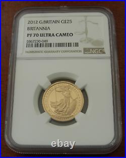 Great Britain 2012 Gold 1/4 oz 25 Pounds NGC PF70UC Britannia
