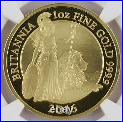 Great Britain 2016 BRITANNIA 1 Oz Gold £100 Pound Proof Coin NGC PF70 First 50