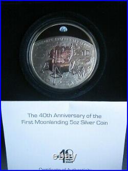 Guernsey 2009 5 oz Silver Proof £10 Pound Coin Moon Landing One Small Step