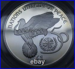 Ireland £1 pound Silver Proof 1995 United Nations 50th Anniversary pcgs pr69dcam