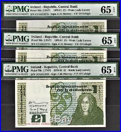 Ireland 3 Consecutive One Pound 21-09-1981 Pick-70b GEM UNC PMG 65 EPQ