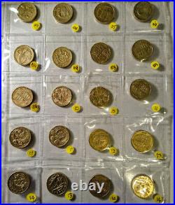 JOB LOT Of 38 X Old Round £1 One pound Coins Circulated Bridges, Flowers, Shields
